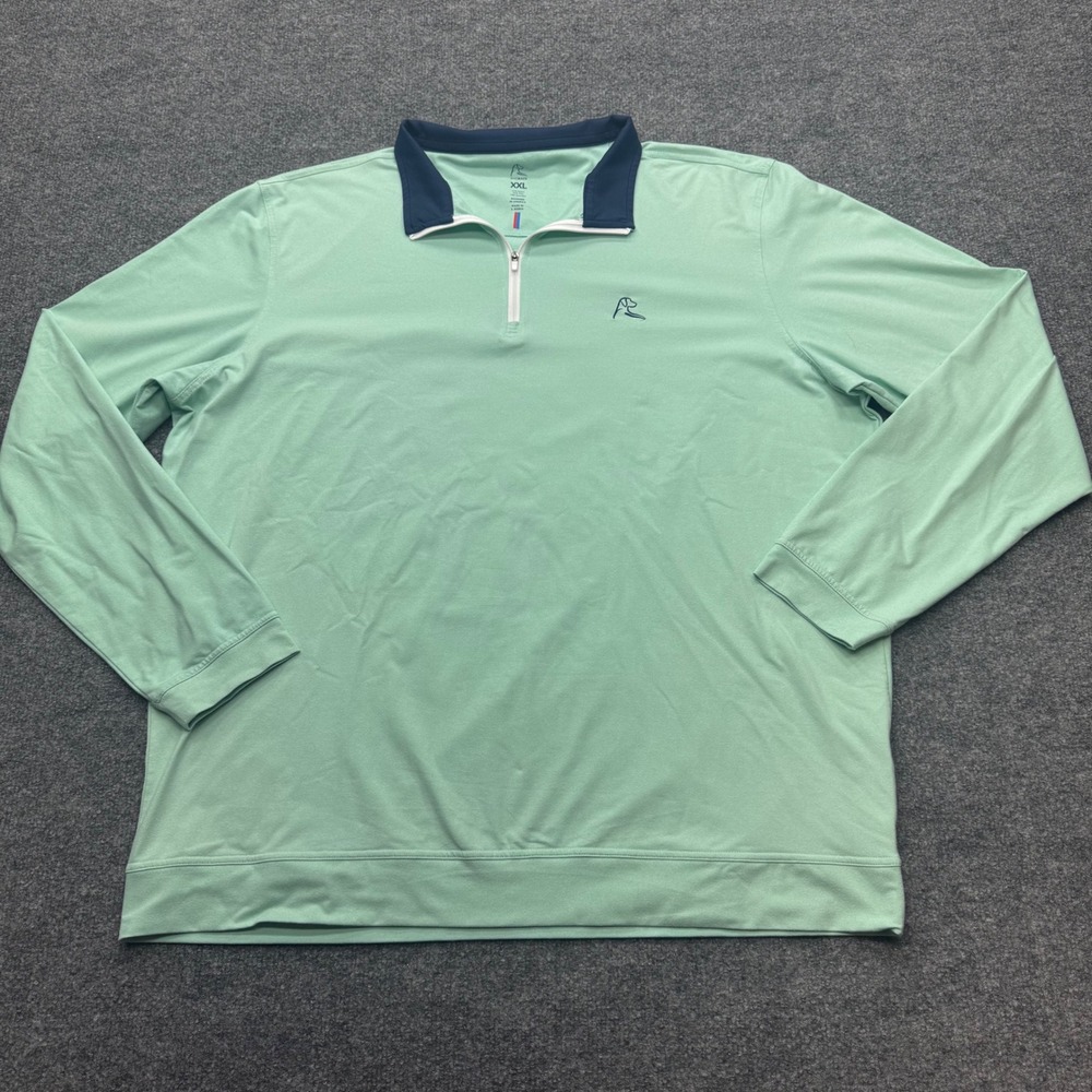 Rhoback Mens XXL Mint Green Navy Blue Performance Quarter Zip Pullover Sweater